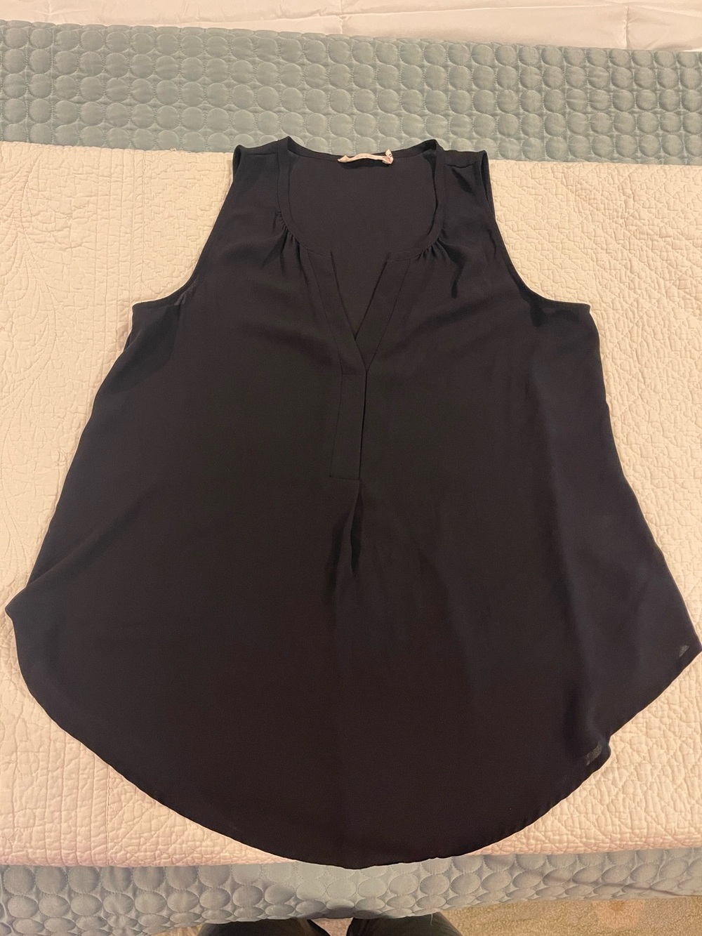 Anthropologie Lush Black Sleeveless V-Neck Blouse Flowy Layer XS Sheer